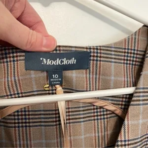 NEW NWT MODCLOTH Plaid Appeal Vest Jumpsuit Tan Brown Blue Sleeveless Retro 70s thumbnail 7