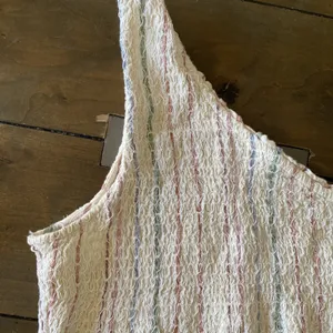 American Eagle‎ One Shoulder Smocked Top Womens Size L Cream Striped Ruffle Boho thumbnail 4
