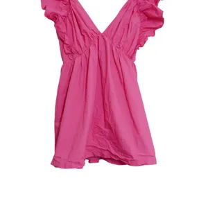 Showpo‎ Mini Dress US 10 Hot Pink Ruffle Sleeve V-Neck Tie Back Cotton Party Fun thumbnail 3