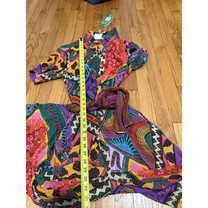 Farm Rio NWT Dotted Patch Scarf Colorful Bold Jumpsuit Size Small thumbnail 10
