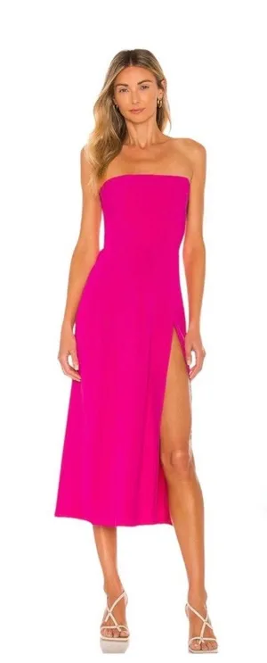 Amanda Uprichard Mandy Midi Dress Women Size Medium Hot Pink thumbnail 1