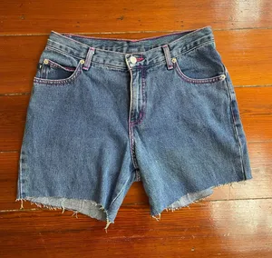 Playboy Bunny Denim Cutoff Shorts Pink Stitch Y2K Made USA Womens 7 thumbnail 1