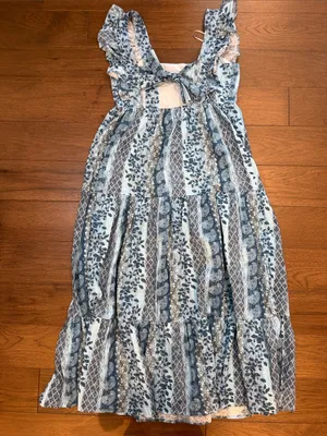 On You Floral Tiered Maxi Dress with Ruffle Straps Size Small - C54-012 thumbnail 7