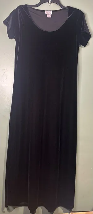 Cassini Black Velvet Maxi Dress Size M Side Slits Witchy Whimsigoth Dark Fairy thumbnail 1