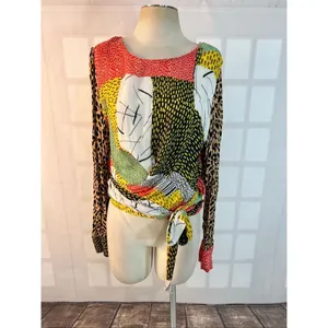 Blink London Anthropologie unique wrap long sleeve blouse size xl thumbnail 3