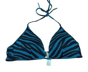 Victoria's Secret MD Turq zebra triangle bikini top thumbnail 1
