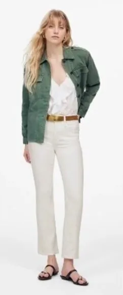 Madewell Jeans Womens Size‎ 26 White Mid Rise Kick Out Crop Denim NI961 thumbnail 1