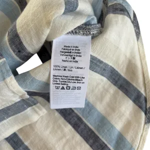 Madewell Linen Easy Y-Neck Button Up Shirt in Blue Mixed Stripe Women’s Small thumbnail 6