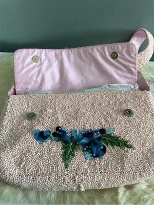 India Hydrangea Pink Beaded Bag thumbnail 7