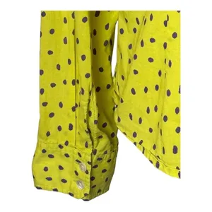 J McLaughlin Shirt Women 8 Yellow Purple Polka Dot Cotton‎ Collared Button Down thumbnail 7