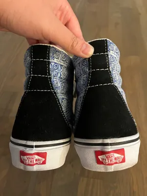 Vans Sk8 Hi Bolt Blue Tile Print High Top Sneakers Mens 9 Womens 10.5 thumbnail 5