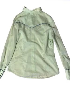H BAR C Ranchwear California Western Shirt Green Embroidered Vintage 1970’s thumbnail 4