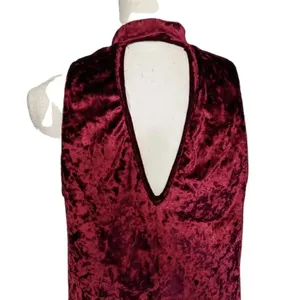 Altar’d State Burgundy Red Crushed Velvet Choker Dress Size Medium thumbnail 6