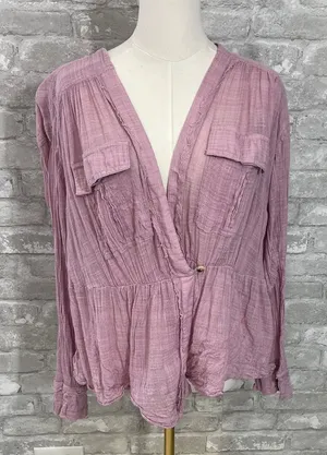 Free People Safari Sheer Wrap Top in mauve thumbnail 1