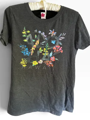 Hawaii Aloha Official Black Floral Women's Graphic Short Sleeve Tee thumbnail 3