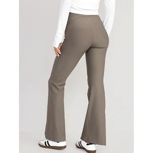 Old Navy Gray Brown Super-Flare Powersoft Ribbed Xtra High-Rise Leggings Sm Tall thumbnail 3