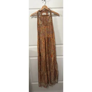 NWOT Rhea Made in India Silk Blend Paisley Halter Maxi Dress Boho Festival, S thumbnail 10