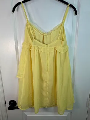Grey Bandit Yellow Chiffon Lace Trim Babydoll Camisole Dress Size S BRD2836G-1 thumbnail 4