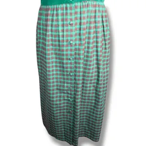 Vintage‎ 80s Susan Bristol Forrest Green Plaid Corduroy Jumper Dress Embroidery thumbnail 5