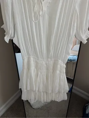 Current Air White Ruffled Smock Mini Dress thumbnail 6