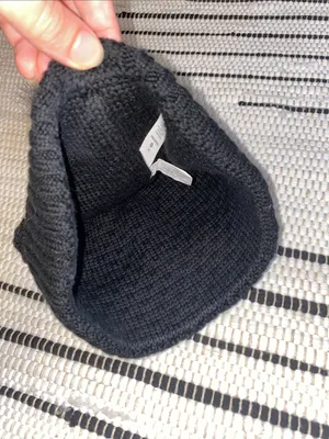 lululemon Merino Wool Black Knit Beanie with Faux Fur Pom thumbnail 3