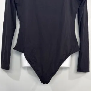 Quince Black Square Neck Bodysuit Women XL‎ Minimalist Stretch Essential thumbnail 4