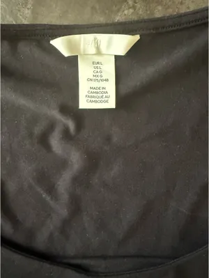 H&M Black Bodysuit Top Ribbed L thumbnail 2