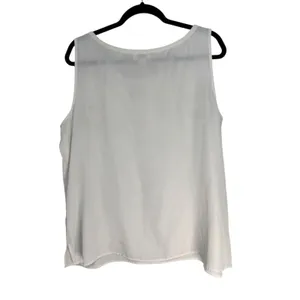 LOFT White Embroidered Sleeveless Tank‎ Top Women's XL Casual Beach Vacation thumbnail 9