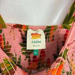 FARM RIO Mango Trees Smocked Bodice Midi Dress in Mango Trees Pink Size Small thumbnail 8