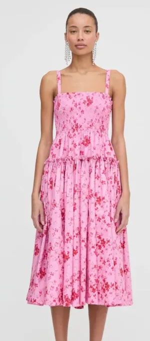 Hill House The Seraphina Midi Nap Dress in Pink Sweet Peas thumbnail 1
