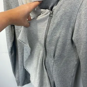 We the Free Free People Ebb and Flow Zip Up Ruffle Sweatshirt size XS Gray thumbnail 7