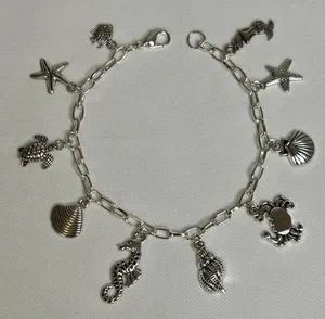 Handmade Silver Beachy Charm Bracelet thumbnail 1