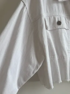 Mono B White Cropped Denim Jacket Size L thumbnail 3