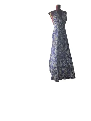 Olivaceous Halter Maxi Wrap backless Floral Spring Wedding Guest Dress Romantic thumbnail 7