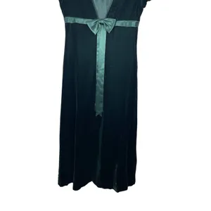 Donna Ricco Velvet Emerald Green Maxi Short Sleeve Empire Waist Dress 8 thumbnail 4