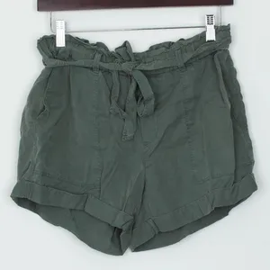Aerie‎ Womens Paperbag Shorts Size XS Green Lyocell Tie Waist Casual Lightweight thumbnail 1