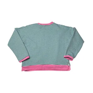 Pink Lily Mint Pink Striped Oversized Boxy Sweatshirt Medium Retro 80s thumbnail 3