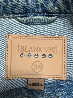 Blanknyc Denim Jacket Distressed Medium Wash Raw Frayed Hem Cropped Y2K size XS thumbnail 9