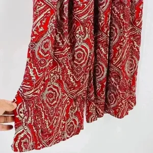 UO Staring At Stars Women’s Lightweight‎ Red Paisley Wide Leg Boho Pants Size 2 thumbnail 7