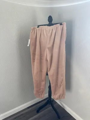 Fuzzy Sweat pants with side pockets Tan Size XL thumbnail 5