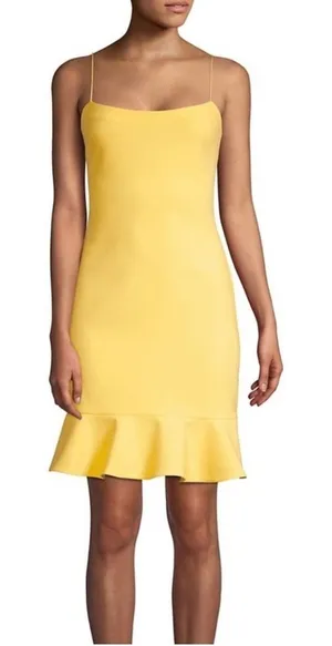 Likely‎ Banks Flounced Hem Slip Dress in Snapdragon yellow Size 2 thumbnail 1