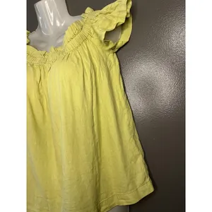 Free People Blouse Womens 10 Yellow Off Shoulder Flutter Sleeve Linen Tunic thumbnail 4