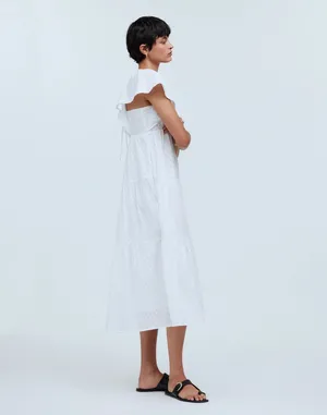 NWT Madewell Tie-Back Flutter-Sleeve Tiered Midi Dress thumbnail 3