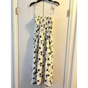 Reformation Kourtney Floral White Blue Dress Blueberries size 2 thumbnail 7