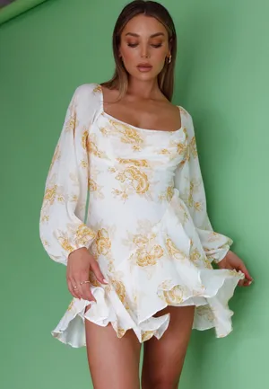 White Floral Mini Dress Selfie Leslie thumbnail 2