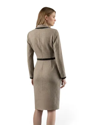 Liz Claiborne Dresses Atelier textured tweed wrap-style coat dress Brown 4 thumbnail 3