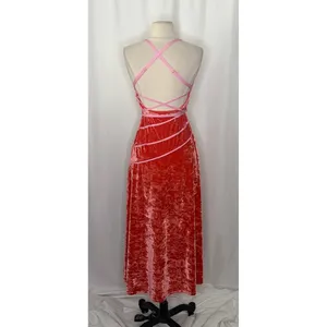 FREE‎ PEOPLE Deia Velvet Midi Dress Pink Rose Strappy Dainty Romantic X-Small thumbnail 10