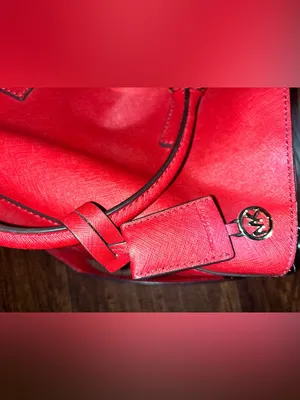 Michael Kors Hamilton Satchel Red grained leather. thumbnail 13
