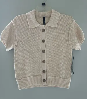UNIONBAY Cream Short-Sleeve Button Cardigan Sweater small thumbnail 1
