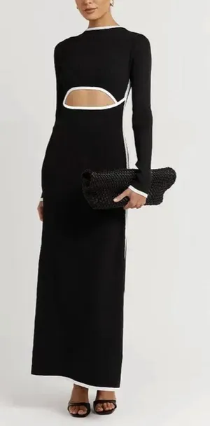 DISSH Binding Black Long Sleeve Knit Maxi Dress Size Large NWT thumbnail 1
